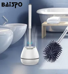 BAISPO TPR Toilet Brush Household Cleaning Product Silicone Brush Head Bathroom Accessories Sets Wallmount Cleaning Tool 2009237399479