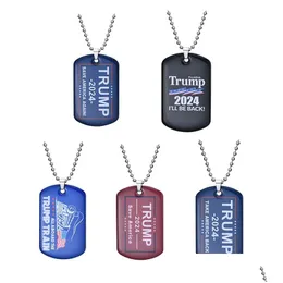 Colares pendentes 2024 Colar Trump Aço inoxidável EUA American Election Gift Decoração de presentes 5 estilos Drop Drop Delt Dhbtq