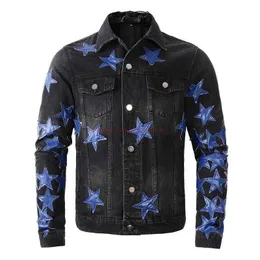 Projektant odzież Amires AM dżinsowa 453 Trend marka amizy nowa jeansowa płaszcz niebieska gwiazda czarna dżinsowa kurtka męska mączka