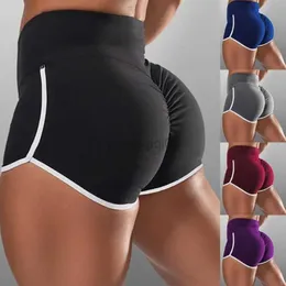 Kvinnors shorts Nya sommarsportshorts kvinnor hög midja elastiska sömlösa fitness leggings pressa upp gymträning gym tights pocket short y23