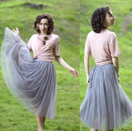 Kjolar 2023 mode sommar tyll kjol voile puffy tutu för kvinnor lång lolita petticoat faldas mujer saia longa