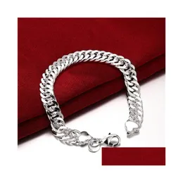 Catena Mens Sterling Sier placcato 10M Fl Side Link Bracciale Gssb102 Fashion 925 Plate Jewelry Bracciali Drop Delivery Dhpay