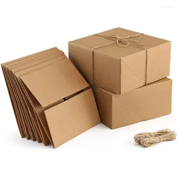 Present Wrap 5st Kraft Paper Boxes For Wedding Birthday Party Custom Logo Product Gift Packaging Box Foldbar White Square Packing