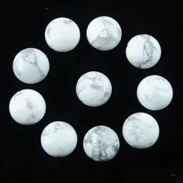 Lose Edelsteine, natürlicher Schmuck, weiß, türkis, runde Cabochons mit flacher Rückseite, passend für 12 mm Cameo-Basis-Knopfperlen U3264, Drop-Lieferung Dhmeo