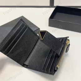 Mens Designer Bag Designer Wallet Card Holder Women Saffiano Purse Black Triangle Designer Pouch Pass Hållare täcker Porte Monnaie Sacoche Luxury XB017 E23