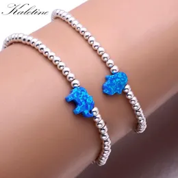 Bangle KALETINE Luxury Elastic String Opal Hamsa Hand of Fatima Elephant 925 Sterling Silver Bead Bracelets For Women Men