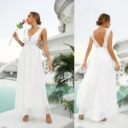 Casual Dresses Boho Wedding V-Neck Appliques Lace A-Line Tulle Gown Beach Simple Bridal Dress Idos De Novia 2023