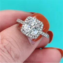 Vecalon Luxury Promise Ring Real 925 Sterling Silver 3ct AAAAA CZ Обручальные обручальные кольца для женских свадебных ювелирных украшений