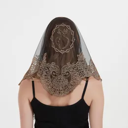 Etnisk klädkvalitet broderi triangulärt spets kapell sjal katolsk slöja mantilla