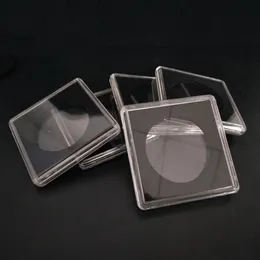 Quadratischer Münzhalter aus Kunststoff, Kapseln, Münzbehälter, transparent, Gaine, kleine runde Münzsammelboxen