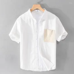 Mäns casual skjortor broderad designer kort ärm bomullsskjorta män varumärke mode bekväma toppar kläder camisa maskulina droppe