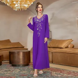 Ubranie etniczne Eid Mubarak Diamonds Abaya Woman Muzułmańska Maxi Dress Ramadan Kaftan Islam Dubai Turkey Robe Evening Suknia Djellaba Caftan