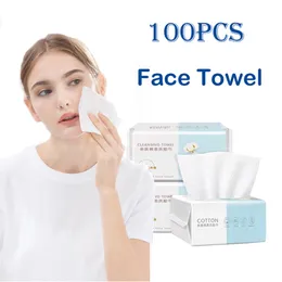 100PCS Asciugamano per il viso usa e getta 100% cotone Salviette per il trucco Tessuto per la pulizia del viso morbido Umido e asciutto Cotone perlato riutilizzabile di alta qualità