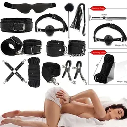 10st Kit Sex Toys Handcuffs Bondage Shop Menottes Juguetes Sexuales Para Parja Self Adult Mouth Gag Whip Game Slave Femdom 80% Online Store