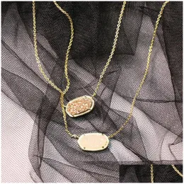 Pendant Necklaces Fashion Designer Ks/Elisa Necklace Female Rose Crystal Tooth Agate Ornament White Valentines Day Gift For Drop Del Dhqnv