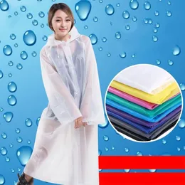 Mit Kapuze EVA Regenmantel Unisex Wasserdichter Poncho Langer winddichter Poncho Outdoor Wandern Transparenter Regenmantel Mode Tragbare Regenbekleidung SN792