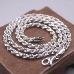 Catene Real 925 Sterling Silver 4mm Strong Rope Link Chian Collana con chiusura a moschettone