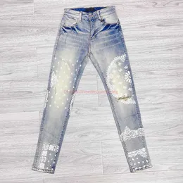 Designer Clothing Amires Jeans Denim Pants Italian Trendy Brand New Amies Jeans with Elastic Slim Fit Personalized Printed Small Foot Long Pants for Young People Dis