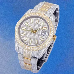 Fashion couple Wristwatches Luxury Moissanite Iced Out Watches Hip Hop Bust Down Unisex Diamond Watch Stainless Steel disk Studded Wrist waterproof