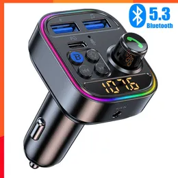 Ny Bluetooth 5.3 FM sändare trådlös Bluetooth-biladapter aux radiomottagare mp3 spelare handfree call typ-c USB billaddare