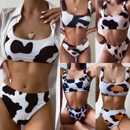 Costumi da bagno da donna Sexy Bikini con stampa di mucca Set da donna Senza maniche Backless Vita alta Costumi da bagno da spiaggia Costume da bagno Costumi da bagno Bikini Mujer 2022 Y23