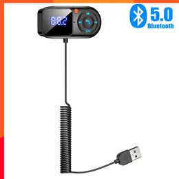 Novo Modulador de Transmissor FM 3,5 mm AUX RECEBIR AUDIO DISPLATE DE TELA GRANDE VISTA USB MP3 Player Handsfree Bluetooth Car Kit