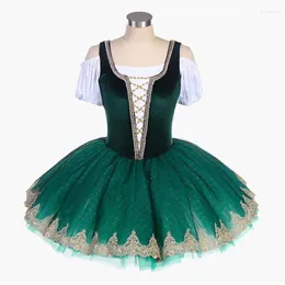 Scen Wear Wear Adult eller Children's Esmeralda Green Ballet Dress Professional tappade formade fluffiga kjolstävlingsdräkt