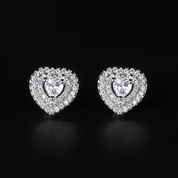 Designer Heart Stud örhängen Fashion Women 925 Silver Shiny Heart-Shaped Crystal Stud Earrings Moissanite Zircon Stud Women Classic SMEEXKE