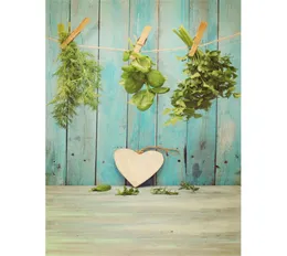 Light Blue Painted Wooden Wall Pography Backdrops Green Vegetables Love Heart Decor Baby Newborn Po Shoot Props Studio Backg7530437