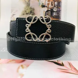 Fashion Double-sided Lychee Grain Belt Luxury Men Women Designer Belt Width 3.8cm Gold Silver Smooth Buckle Leather Belts