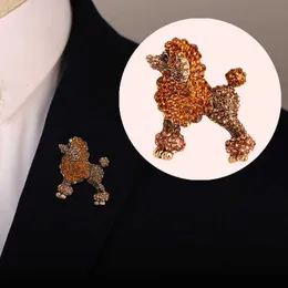 Pins Brooches 2023 Fashion retro Rhinestone poodle fashion elegant cartoon animal pin set accessories corset party gift G220523