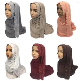 民族衣類イスラム教会ヒジャーブコットンラインストーンスカーフショールヘッドラップ結婚式の女性盗むヘッドスカーフイスラムターバンアラブカバー170 75cm