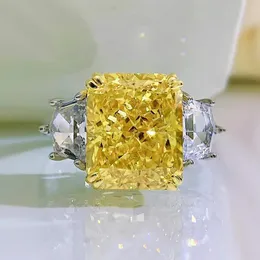 Radiant Cut Topaz Diamond Ring 100% Реал 925 Серебряные серебряные обручальные кольца для женщин для женских свадебных украшений