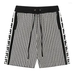 Mäns shorts Houndstooth Kontrast Färg Tryck Män Kort stickad kvalitet elastisk dragkammare andningsbar byxa Svettpant Social Club Outfit