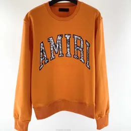 Designer Clothing Mens Sweatshirts Amires Am Hoodies New Amies Fashion 22ss Round Neck Set First Autumn Winter Long Sleeve Apricot Loose Letter Cashew Nut Sweater Fa