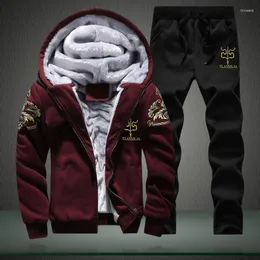 Erkek Hoodies 2023 Kış Kış Gezgin Sıcak Sweatshirt Erkek Kol 2 PC Ceket Pant Pant Pant Pant Pant Pantolon Erkekler Moleton Maskulino Erkek Polar Trailtsuit