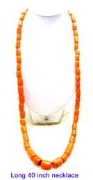 Halsketten Qingmos 35" natürliche orange Korallenhalskette für Frauen mit ECHTER 1018 mm dicker Absolventenkorallen-Langhalskette Schmuck ne5528