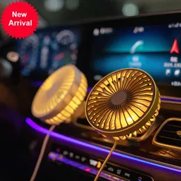 Nowy wentylator samochodowy 360 stopni Rotatable Cool Kolorowe światła LED samochodowe samochodowe Auto Mocne chłodzenie wentylator