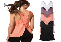 Bymermaids 2022 New Fitness Yoga Shirts 여자 039S 빠른 건조 크로스 백 스포츠 셔츠 민소매 체육관 운동 스포츠 탑 요가 VE3701567