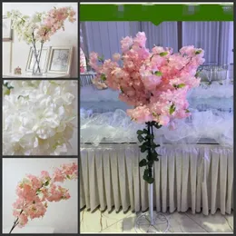 장식용 꽃 4 포크 가짜 벚꽃 꽃 꽃 분기 베고니아 사쿠라 나무 줄기 이벤트 웨딩 장식 인공