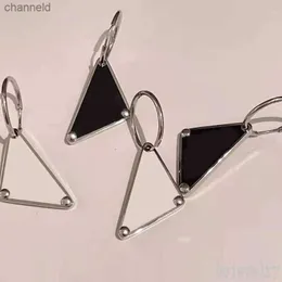 Black enamel stud designer earrings metal triangle earings silver plated letter clip on ohrringe jewelry woman luxury dangle hoop earring hip hop punk ZB044 H1