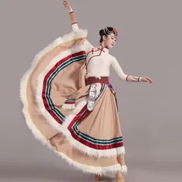 Nuevo traje nacional Traje de actuación de danza tibetana Traje de actuación de mongoles étnicos Falda de columpio grande