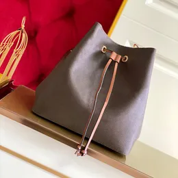 Модные дизайнерские сумки NEONOE Bucket Shoulder Bags Women Brand Totes Letter Сумки из натуральной кожи роскошные цветочные кошельки через плечо высокого качества Сумка на шнурке