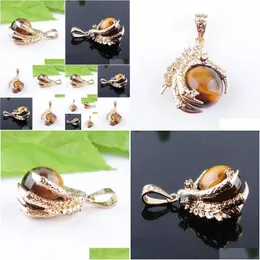 Pendant Necklaces Animal Pendants Natural Stone Tigers Eye Gem Charm Amet Round Ball Dragon Claw Crystal Reiki Chakra Bead Jewelry N Dhje0