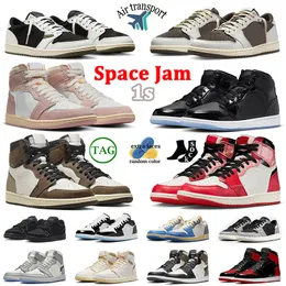 Travis 1 Reverse Mocha Low Basketball Shoes Top Jumpman 1s Olive Washed Pink Mid Space Jam Sail Black White 85 Skyline Unc Mens Women Trainers Sneakers 36-47