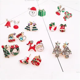 Stud Earrings Cartoon Christmas Elk Fashion Tree Snowman Fawn Gift Ladies Year Jewelry Wholesale Drop Delivery Dhgarden Dh7O3