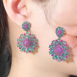 Charm Luxury Böhmen AAA Zirconia Cubic Earring Designer för Woman Party Copper Diamond Sydamerikanska silverörhängen