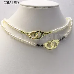 Collane 5 pezzi Collana girocollo di perle naturali di moda Collana con colletto per creazione di gioielli fai-da-te Collana con perline di dimensioni miste 9753