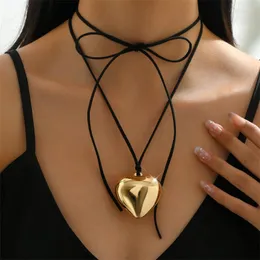 Pendanthalsband Kpop Big Love Halsband för kvinnor Y2K Tillbehör Justerbar vaxtråd Choker Charm Minimalistiska smycken gåva