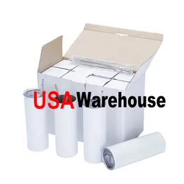 US Warehouse 2 Days Delivery 20oz Mugs Sublimation Blanks Straight Tumbler Stainless Steel Double Wall Insulated Slim Water Bottles Drinking Cup with Lid and Straw